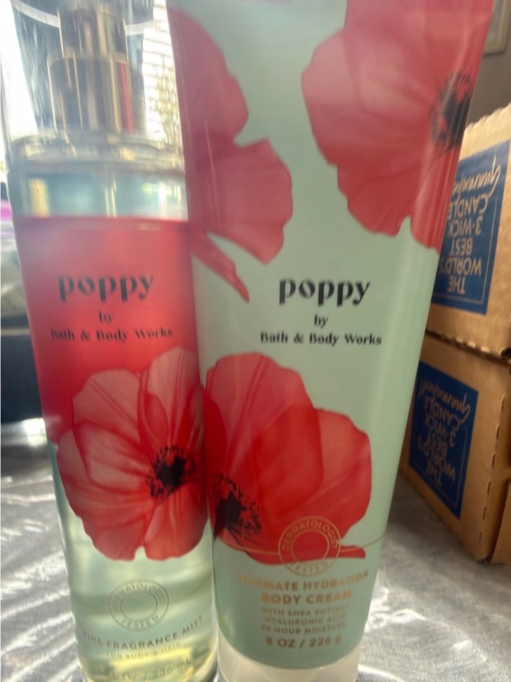 Bath & Body Works Poppy Floral Mist & Cream - Red & Mint